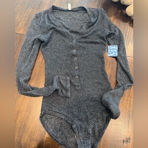 NWT~Intimately by Free People Heather black bodysuit~Size Small